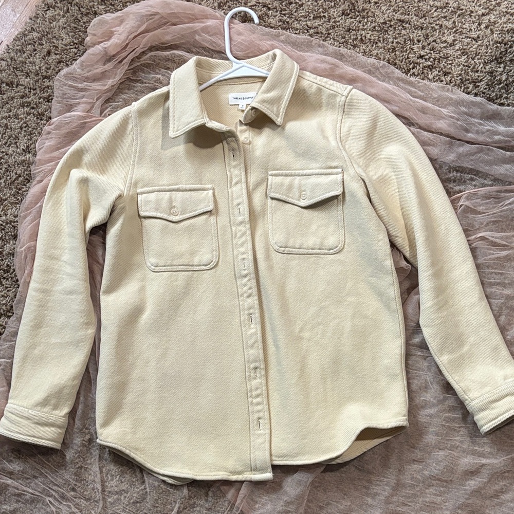 Thread & Supply Butter Yellow Button Down Shirt (heavier like a shacket)